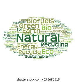 Vector concept or conceptual abstract green ecology and conservation word cloud text on white background, metaphor to environment, recycle, earth, alternative, protection, energy, eco friendly or bio