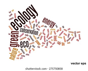 Vector concept or conceptual abstract green ecology and conservation word cloud text on white background, metaphor to environment, recycle, earth, alternative, protection, energy, eco friendly or bio
