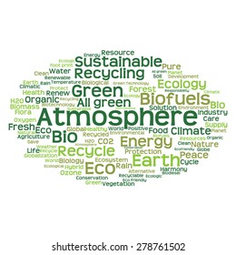 Vector concept or conceptual abstract green ecology and conservation word cloud text on white background, metaphor to environment, recycle, earth, alternative, protection, energy, eco friendly or bio