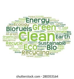 Vector concept or conceptual abstract green ecology and conservation word cloud text on white background, metaphor to environment, recycle, earth, alternative, protection, energy, eco friendly or bio