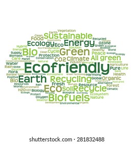 Vector concept or conceptual abstract green ecology and conservation word cloud text on white background, metaphor to environment, recycle, earth, alternative, protection, energy, eco friendly or bio