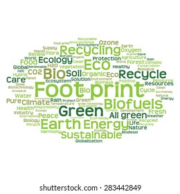 Vector concept or conceptual abstract green ecology and conservation word cloud text on white background, metaphor to environment, recycle, earth, alternative, protection, energy, eco friendly or bio