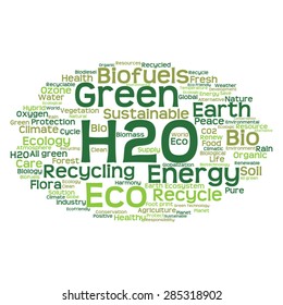 Vector concept or conceptual abstract green ecology and conservation word cloud text on white background, metaphor to environment, recycle, earth, alternative, protection, energy, eco friendly or bio
