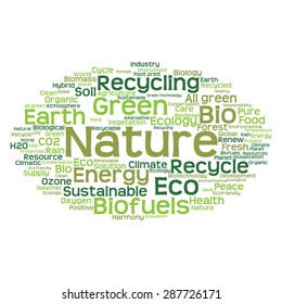 Vector concept or conceptual abstract green ecology and conservation word cloud text on white background, metaphor to environment, recycle, earth, alternative, protection, energy, eco friendly or bio