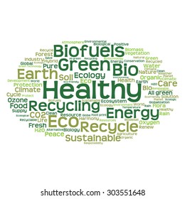 Vector concept or conceptual abstract green ecology and conservation word cloud text on white background, metaphor to environment, recycle, earth, alternative, protection, energy, eco friendly or bio
