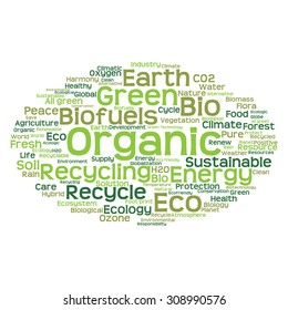 Vector concept or conceptual abstract green ecology and conservation word cloud text on white background, metaphor to environment, recycle, earth, alternative, protection, energy, eco friendly or bio