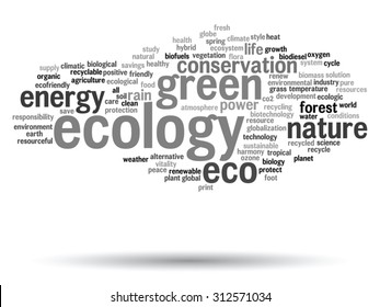 Vector concept or conceptual abstract green ecology and conservation word cloud text on white background, metaphor to environment, recycle, earth, alternative, protection, energy, eco friendly or bio