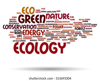 Vector concept or conceptual abstract green ecology and conservation word cloud text on white background, metaphor to environment, recycle, earth, alternative, protection, energy, eco friendly or bio