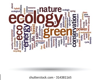 Vector concept or conceptual abstract green ecology and conservation word cloud text on white background, metaphor to environment, recycle, earth, alternative, protection, energy, eco friendly or bio