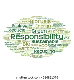 Vector concept or conceptual abstract green ecology and conservation word cloud text on white background, metaphor to environment, recycle, earth, alternative, protection, energy, eco friendly or bio