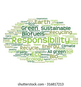 Vector concept or conceptual abstract green ecology and conservation word cloud text on white background, metaphor to environment, recycle, earth, alternative, protection, energy, eco friendly or bio