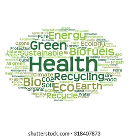 Vector concept or conceptual abstract green ecology and conservation word cloud text on white background, metaphor to environment, recycle, earth, alternative, protection, energy, eco friendly or bio