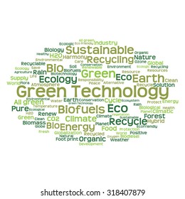 Conceito vetorial ou abstrato conceitual ecologia verde e conservação palavra nuvem texto sobre fundo branco, metáfora para o ambiente, reciclar, terra, alternativa, proteção, energia, eco amigável ou bio