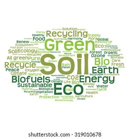 Vector concept or conceptual abstract green ecology and conservation word cloud text on white background, metaphor to environment, recycle, earth, alternative, protection, energy, eco friendly or bio