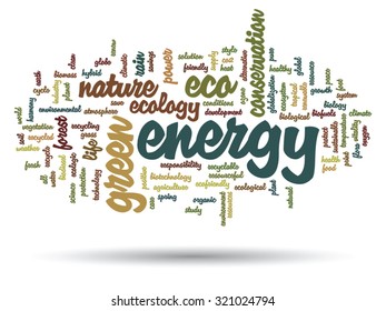 Vector concept or conceptual abstract green ecology and conservation word cloud text on white background, metaphor to environment, recycle, earth, alternative, protection, energy, eco friendly or bio