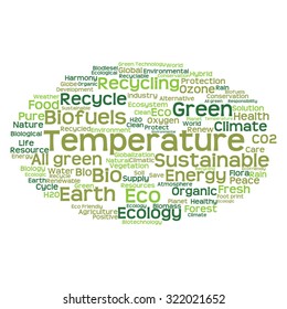 Vector concept or conceptual abstract green ecology and conservation word cloud text on white background, metaphor to environment, recycle, earth, alternative, protection, energy, eco friendly or bio