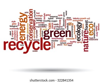 Vector concept or conceptual abstract green ecology or energy and conservation word cloud text isolated on background
