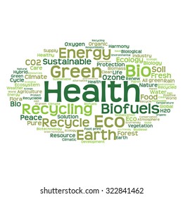 Concepto vectorial o ecología verde abstracta conceptual o energía y conservación texto de nube aislado en fondo blanco