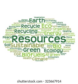 Vector concept or conceptual abstract green ecology and conservation word cloud text on white background, metaphor to environment, recycle, earth, alternative, protection, energy, eco friendly or bio