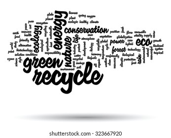 Vector concept or conceptual abstract green ecology and conservation word cloud text on white background, metaphor to environment, recycle, earth, alternative, protection, energy, eco friendly or bio