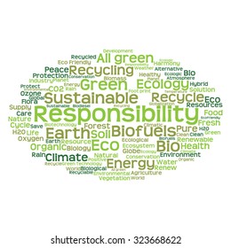 Vector concept or conceptual abstract green ecology and conservation word cloud text on white background, metaphor to environment, recycle, earth, alternative, protection, energy, eco friendly or bio