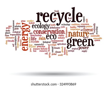 Vector concept or conceptual abstract green ecology and conservation word cloud text on white background, metaphor to environment, recycle, earth, alternative, protection, energy, eco friendly or bio