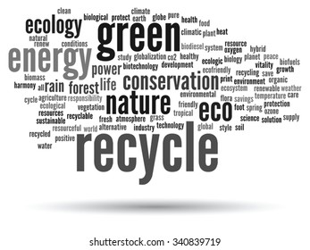 Vector concept or conceptual abstract green ecology and conservation word cloud text on white background, metaphor to environment, recycle, earth, alternative, protection, energy, eco friendly or bio