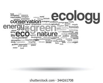 Vector concept or conceptual abstract green ecology, conservation word cloud text, white background, metaphor to environment, recycle, earth, alternative, protection, energy, eco friendly or bio