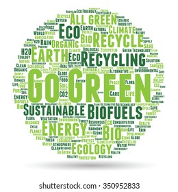 Concepto vectorial o ecología verde abstracta conceptual, texto de la palabra conservacionista en la nube, fondo blanco, metáfora al medio ambiente, reciclado, tierra, alternativa, protección, energía, eco-amigable o bio