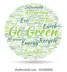 Vector concept or conceptual abstract green ecology, conservation word cloud text, white background, metaphor to environment, recycle, earth, alternative, protection, energy, eco friendly or bio