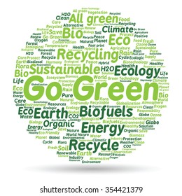 Vector concept or conceptual abstract green ecology and conservation word cloud text on white background, metaphor to environment, recycle, earth, alternative, protection, energy, eco friendly or bio