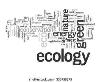 Vector concept or conceptual abstract green ecology and conservation word cloud text on white background, metaphor to environment, recycle, earth, alternative, protection, energy, eco friendly or bio