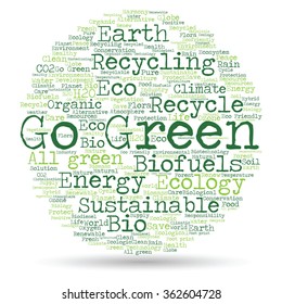 Vector concept or conceptual abstract green ecology and conservation word cloud text on white background, metaphor to environment, recycle, earth, alternative, protection, energy, eco friendly or bio
