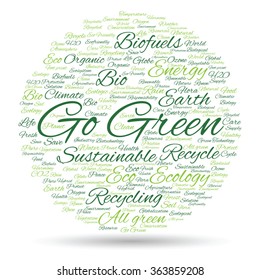 Vector concept or conceptual abstract green ecology and conservation word cloud text on white background, metaphor to environment, recycle, earth, alternative, protection, energy, eco friendly or bio