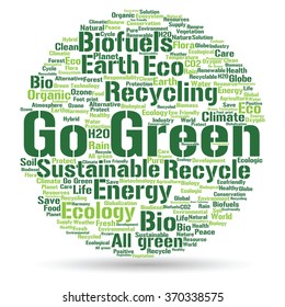 Vector concept or conceptual abstract green ecology and conservation word cloud text on white background, metaphor to environment, recycle, earth, alternative, protection, energy, eco friendly or bio
