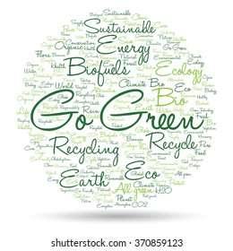 Vector concept or conceptual abstract green ecology and conservation word cloud text on white background, metaphor to environment, recycle, earth, alternative, protection, energy, eco friendly or bio