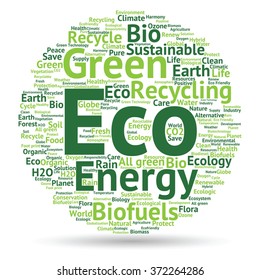 Vector concept or conceptual abstract green ecology and conservation word cloud text on white background, metaphor to environment, recycle, earth, alternative, protection, energy, eco friendly or bio