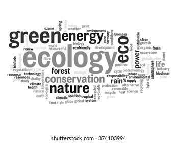Vector concept or conceptual abstract green ecology and conservation word cloud text on white background, metaphor to environment, recycle, earth, alternative, protection, energy, eco friendly or bio