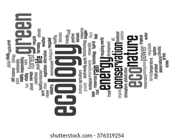Vector concept or conceptual abstract green ecology and conservation word cloud text on white background, metaphor to environment, recycle, earth, alternative, protection, energy, eco friendly or bio