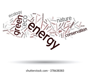 Vector concept or conceptual abstract green ecology and conservation word cloud text on white background, metaphor to environment, recycle, earth, alternative, protection, energy, eco friendly or bio