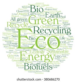 Vector concept or conceptual abstract green ecology and conservation word cloud text on white background, metaphor to environment, recycle, earth, alternative, protection, energy, eco friendly or bio