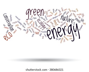 Vector concept or conceptual abstract green ecology and conservation word cloud text on white background, metaphor to environment, recycle, earth, alternative, protection, energy, eco friendly or bio
