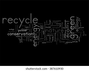Vector concept or conceptual abstract green ecology or energy and conservation word cloud text isolated on background