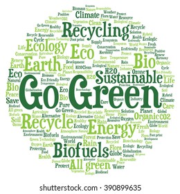 Vector concept or conceptual abstract green ecology and conservation word cloud text on white background, metaphor to environment, recycle, earth, alternative, protection, energy, eco friendly or bio