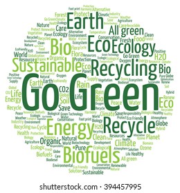 Vector concept or conceptual abstract green ecology and conservation word cloud text on white background, metaphor to environment, recycle, earth, alternative, protection, energy, eco friendly or bio