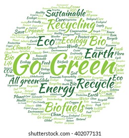 Vector concept or conceptual abstract green ecology and conservation word cloud text on white background, metaphor to environment, recycle, earth, alternative, protection, energy, eco friendly or bio