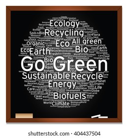 Vector concept or conceptual abstract green ecology, conservation word cloud text, blackboard background, metaphor to environment, recycle, earth, alternative, protection, energy, eco friendly or bio