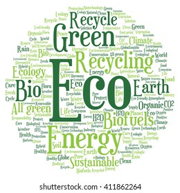 Vector concept or conceptual abstract green ecology and conservation word cloud text on white background, metaphor to environment, recycle, earth, alternative, protection, energy, eco friendly or bio