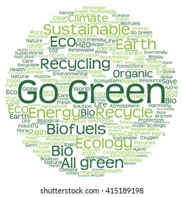 Vector concept or conceptual abstract green ecology and conservation word cloud text on white background, metaphor to environment, recycle, earth, alternative, protection, energy, eco friendly or bio