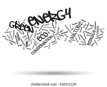 Vector concept or conceptual abstract green ecology and conservation word cloud text on white background, metaphor to environment, recycle, earth, alternative, protection, energy, eco friendly or bio